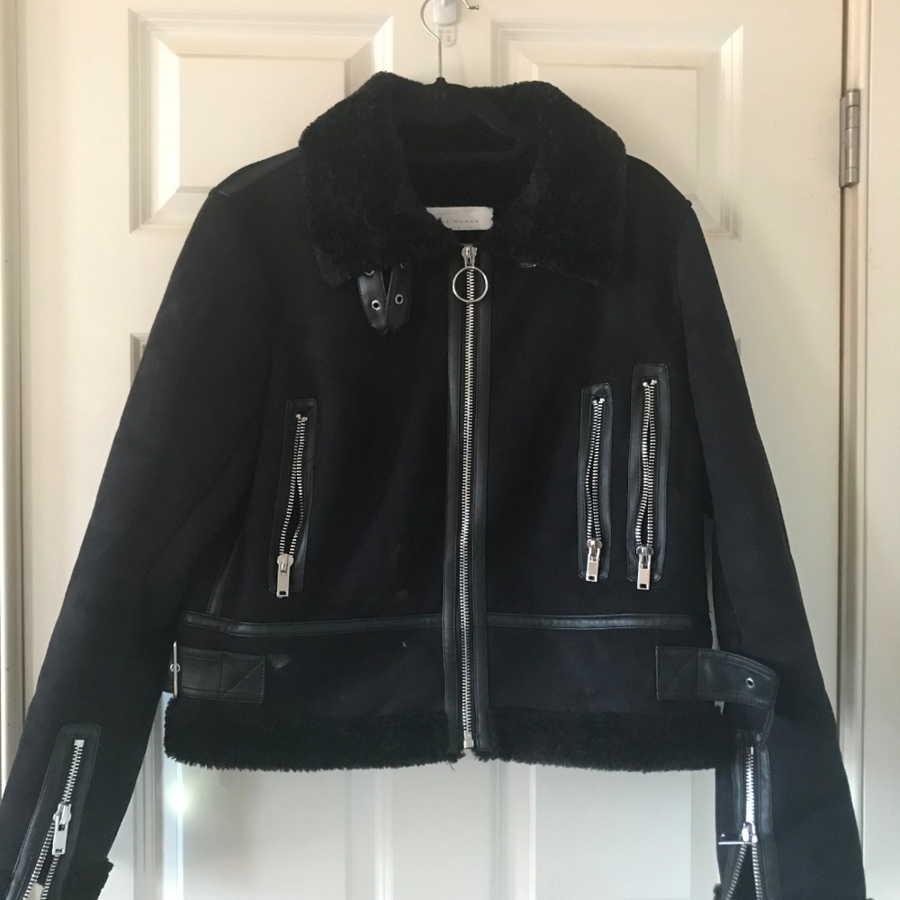 ZARA FAUX FUR BIKER JACKET